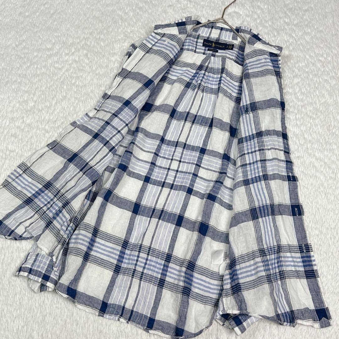 Ralph Lauren Linen Madras Check Long Sleeve Shirt with Pony Embroidery Blue/Whi gallery