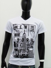 NWT EMPIRE STATE 1959 NEW YORK EXCHANGE MENS WHITE V-NECK SHORT SLEEVE T-SHIRT S