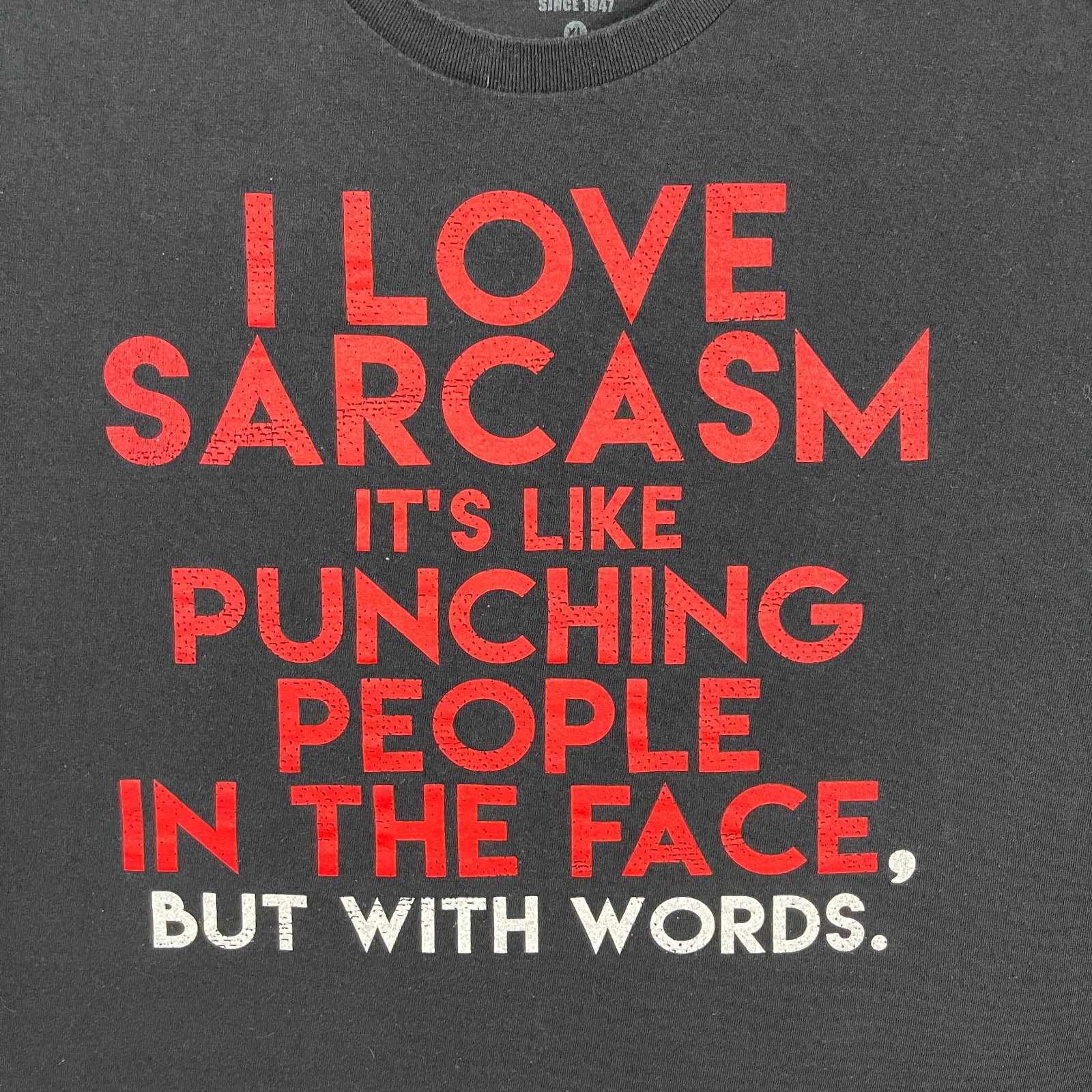 Spencer's Sarcasm Humor Shirt Mens XL Black Punching Faces Short Sleeve gallery
