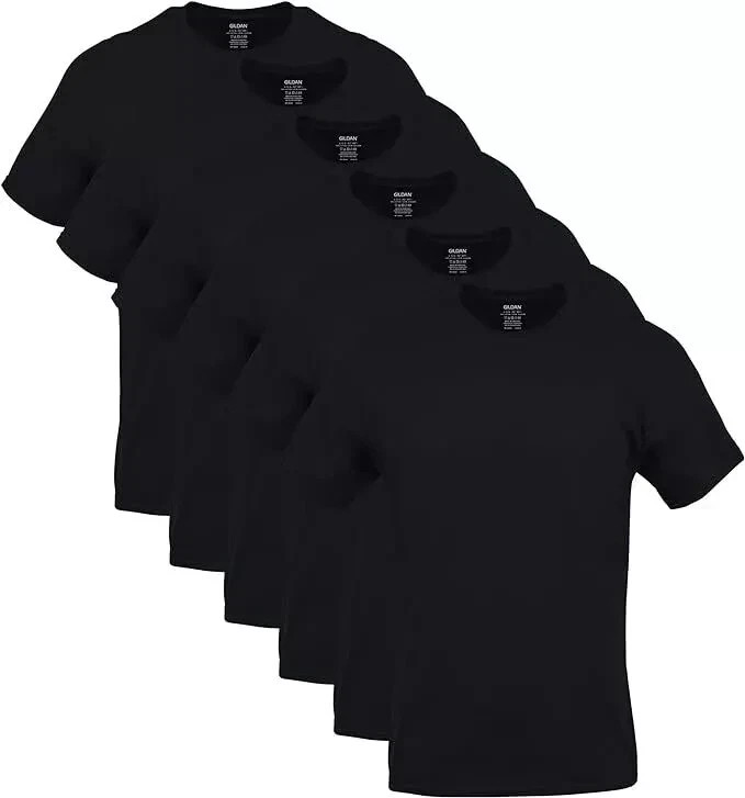 Gildan (6-pack) Black Solid Heavy Cotton Short Sleeve Blank T-Shirt XL