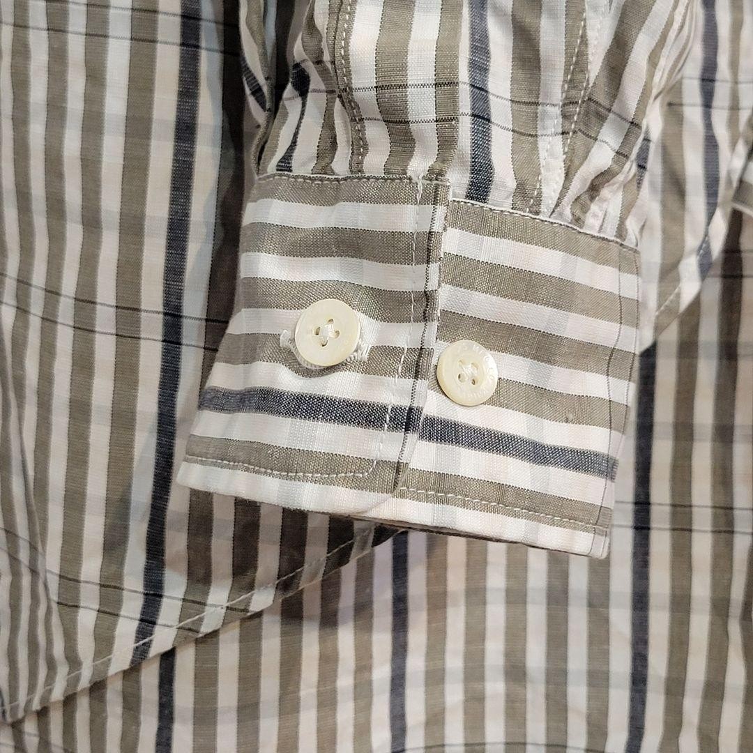 PHIGVEL Stand Collar Long Shirt Striped Gray/White Size 2 Japan Made gallery