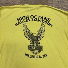 Vintage Harley Davidson Biker Mass. Safety Yellow Long Sleeve Graphic Tee Shirt
