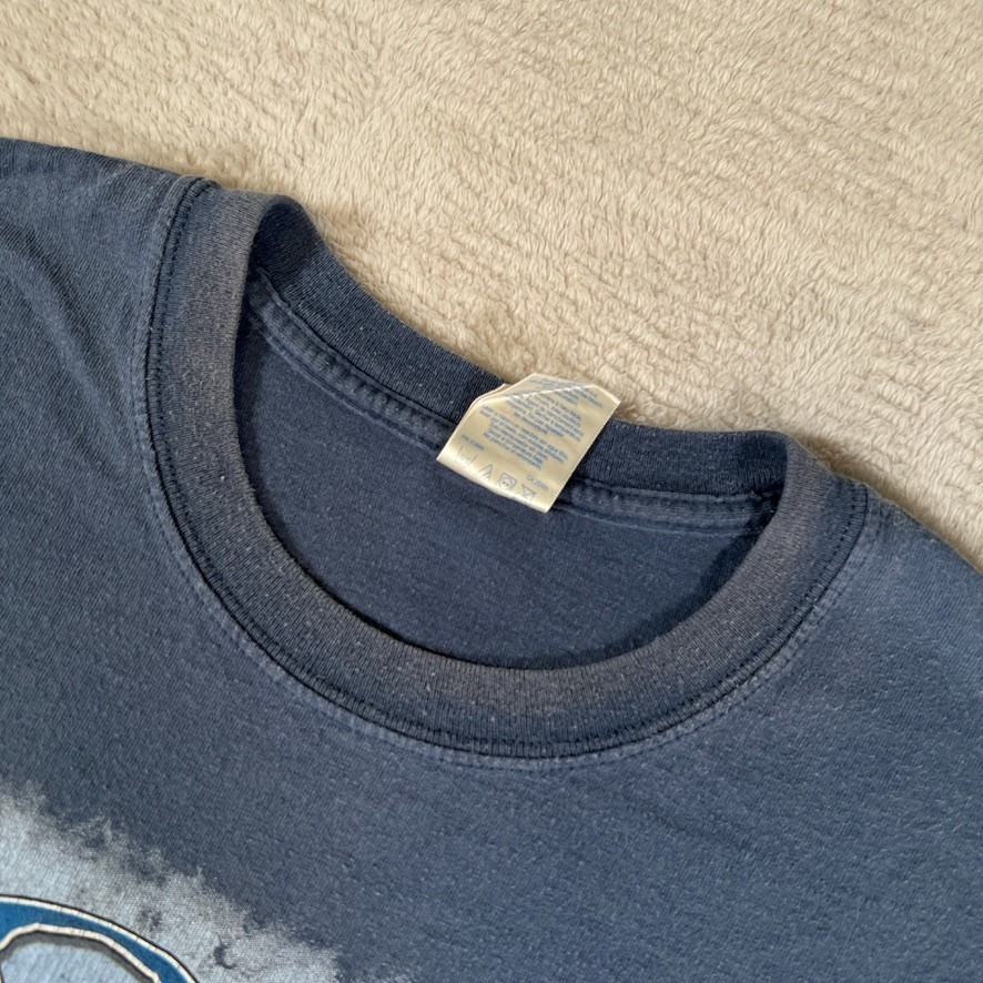Vintage 90s Y2K Boat Potato Fishing Fisherman T-Shirt Distressed Blue Mens Large gallery