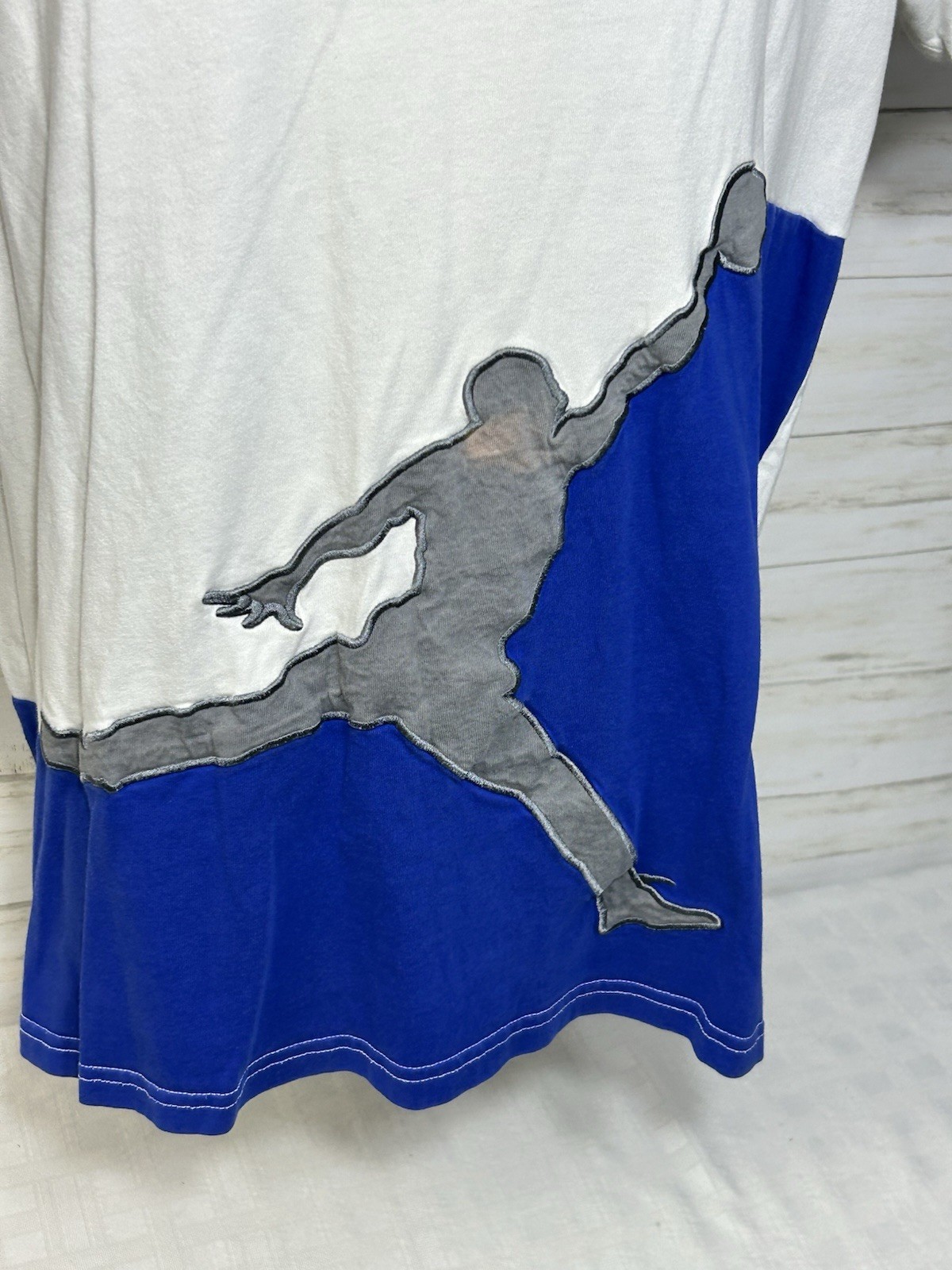 Nike Air Jordan T-Shirt Men XL Big Jumpman Embroidered Logo Blue White 37269-101 gallery