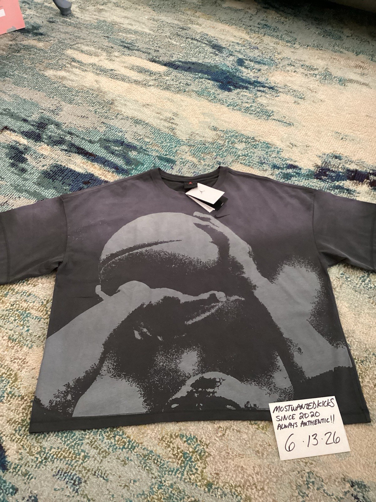 NWT Nike Air Jordan Shooting Graphic Anthracite Loose Fit T-Shirt Men’s Sz XL gallery