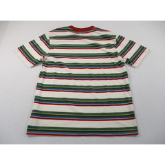 Guess Shirt Mens Medium White Multicolor Striped Embroidered Logo Retro Y2K