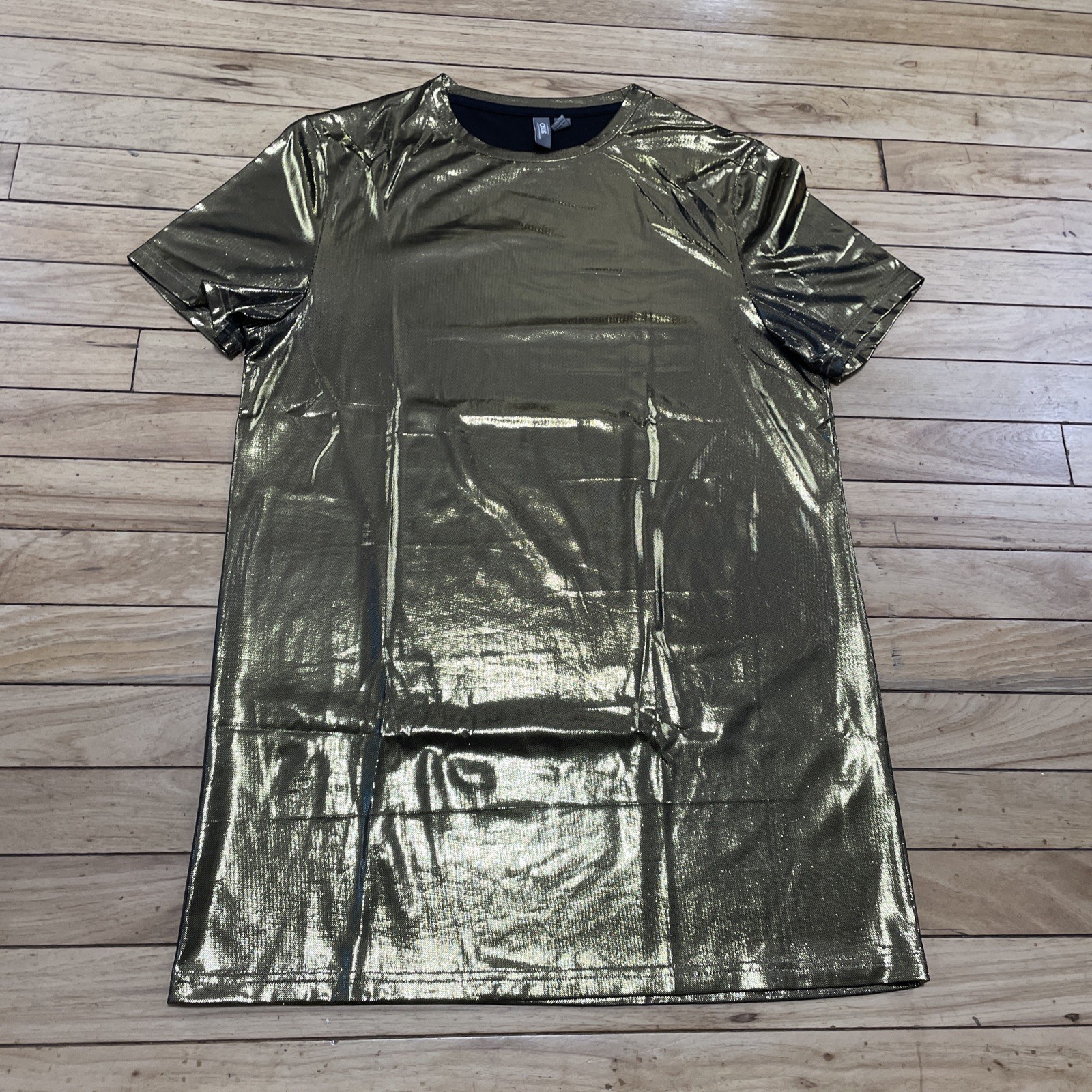 ASOS Shiny Gold Shirt Adult S Metallic Bright Shiny Disco 1970s NY Club Scene gallery