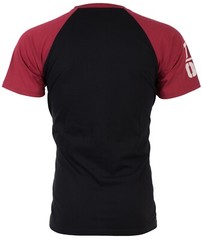 $79 TRUE RELIGION Black Red PART BUDDHA Short Sleeve Designer Raglan T-shirt NWT