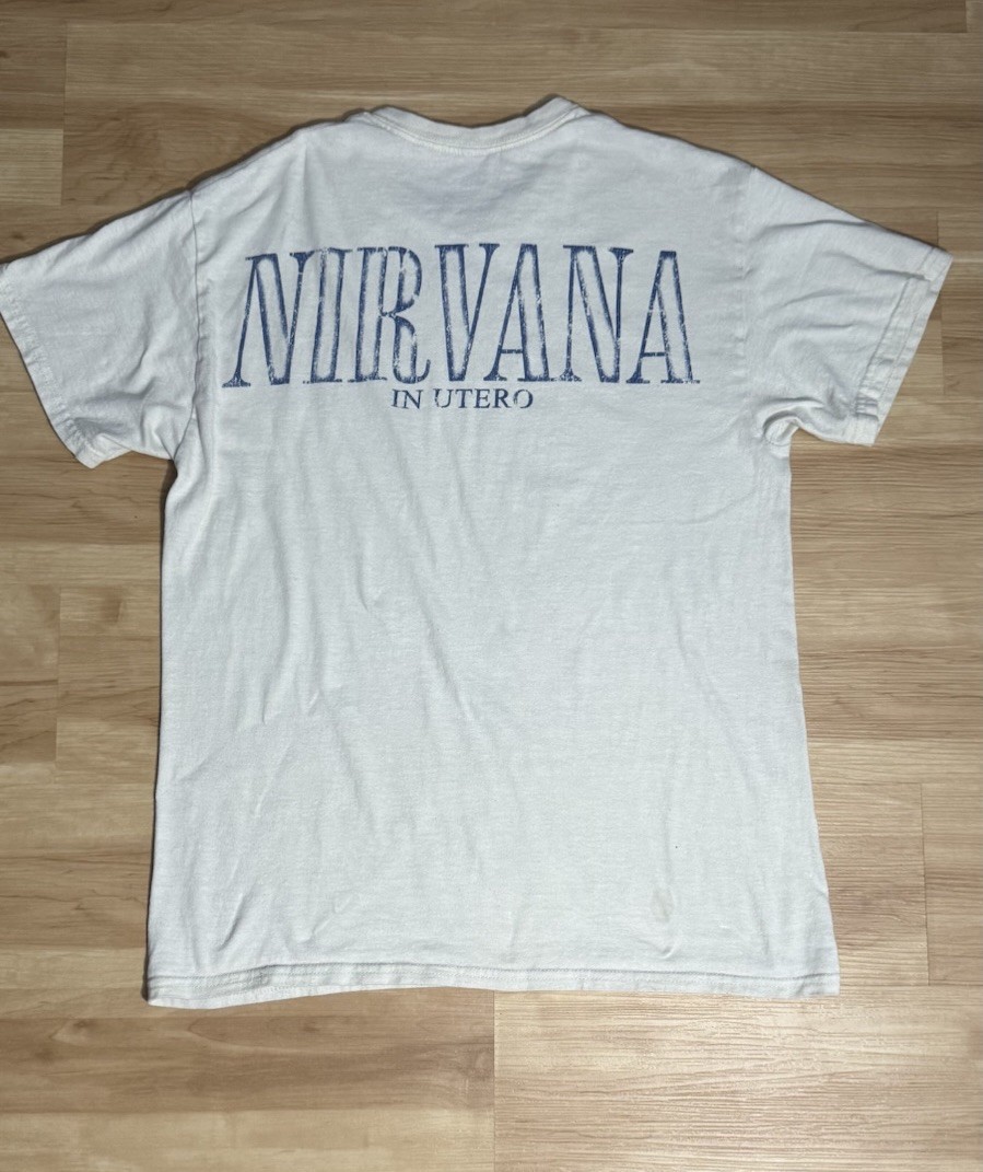 Nirvana In Utero Angel Graphic Band T Shirt White Size Large 19x27 Grunge Rock gallery