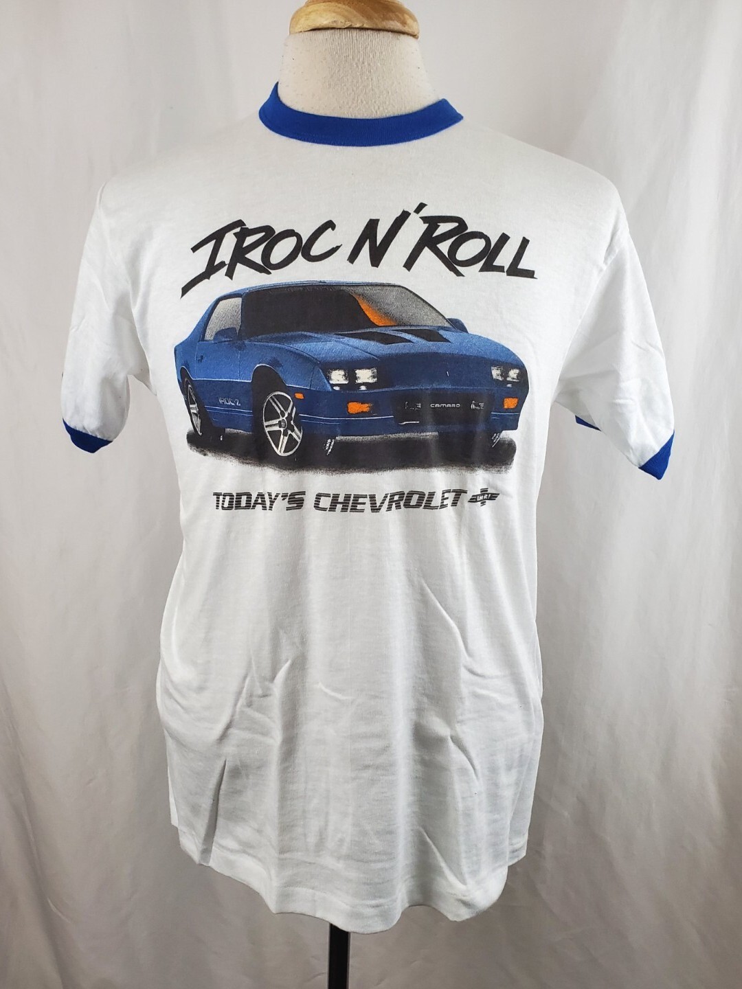 Vintage 80s Chevy Camaro IROC T-Shirt Large Ringer 50/50 Two Sided Deadstock, GM gallery