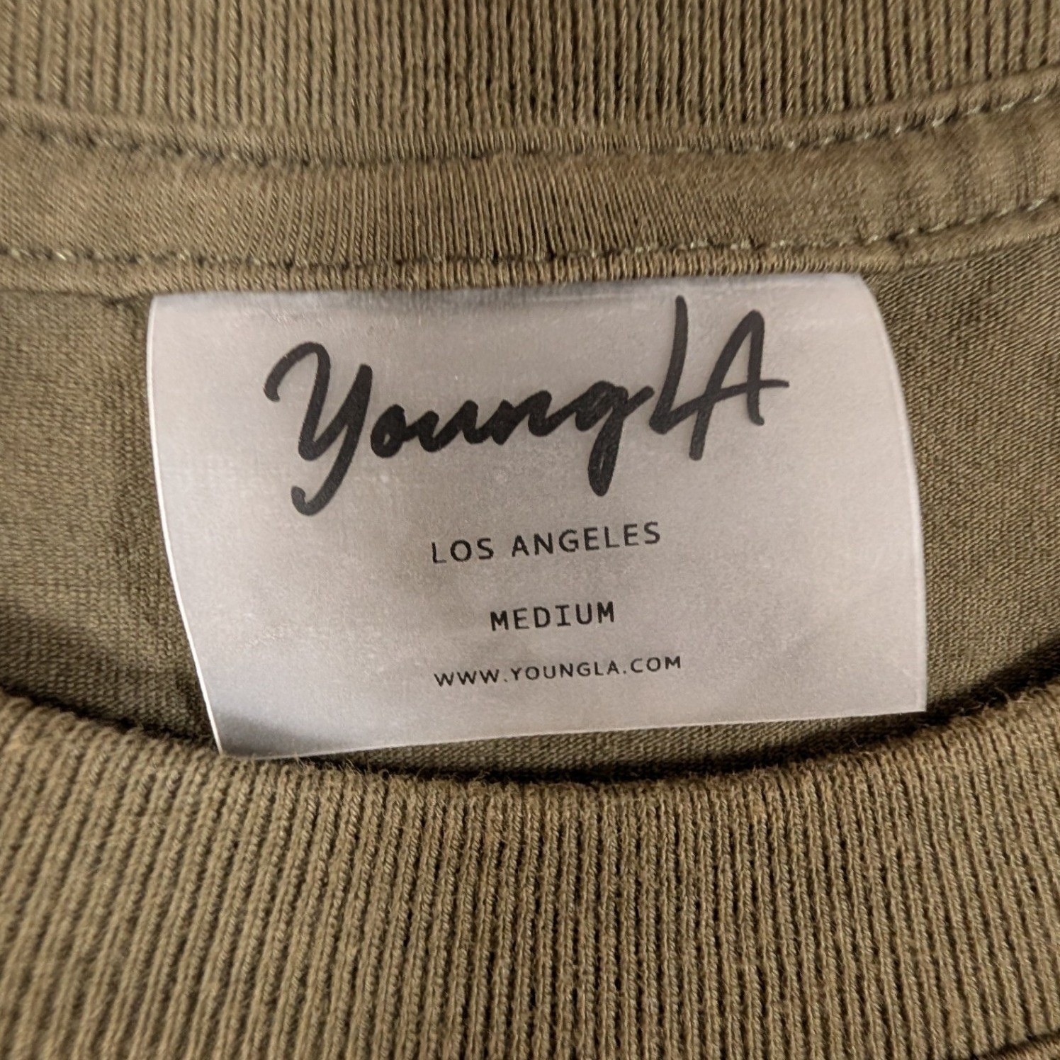 YoungLA Long Sleeve T-Shirt Mens Medium Olive Green Relaxed Fit gallery