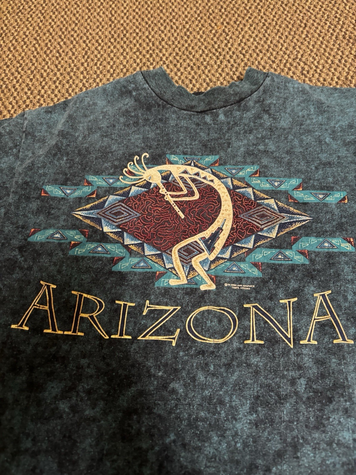 Vtg 1994 AOP Shirt L Nature Arizona Native America Tee 21x27.5 A5 Blue Acid Wash gallery