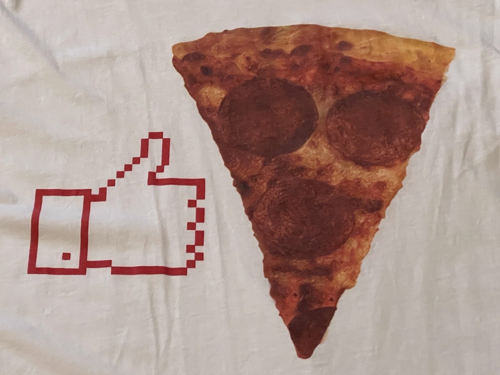Junk Food White Mens XL Pepperoni Pizza Slice Thumbs Up Graphic Picture T Shirt gallery