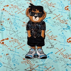 Launder Bailey Apparel Mens XL Mint Green Hustle Bear Graffiti Graphic T-Shirt