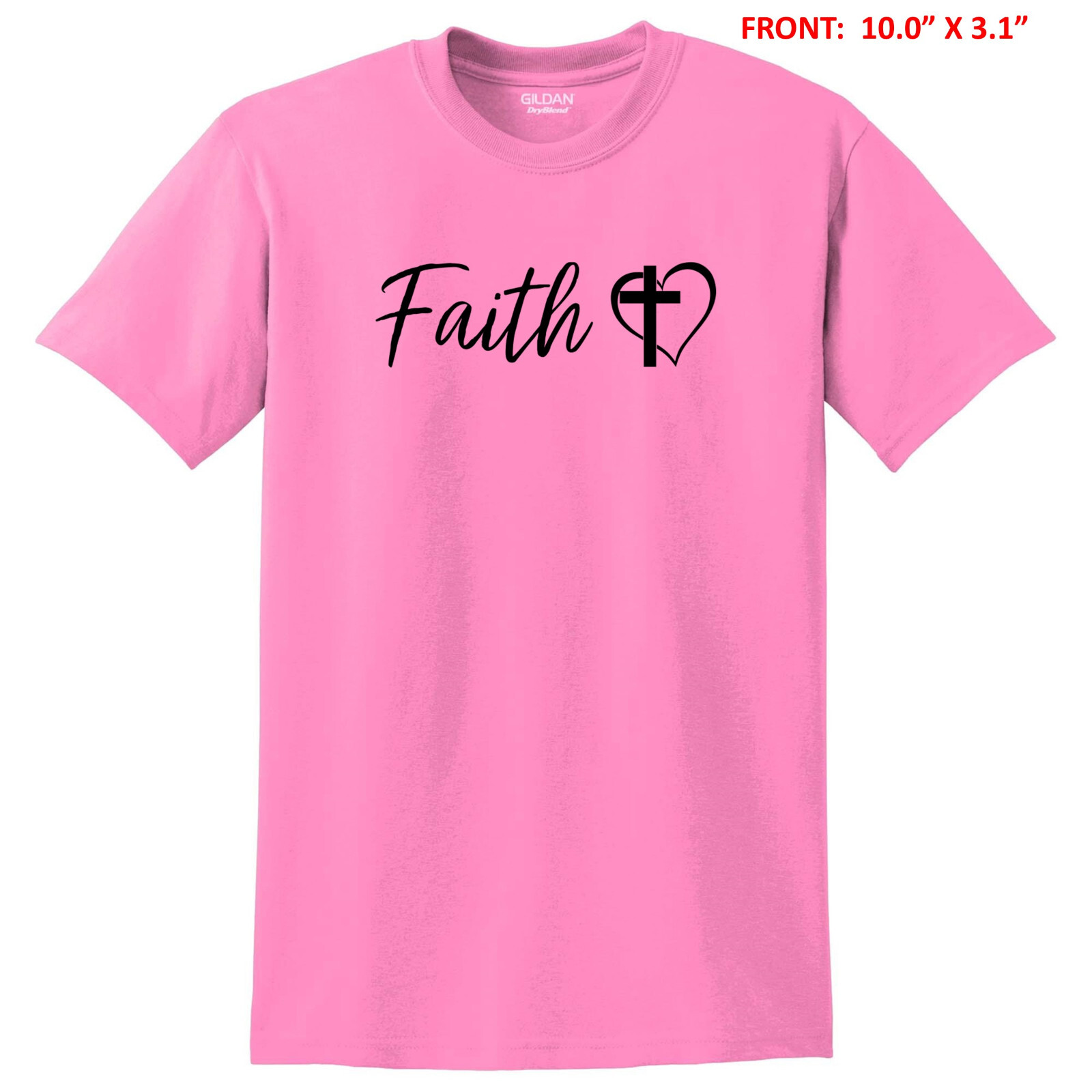 FAITH with CROSS & HEART UNISEX T-SHIRT S-3X GREAT GIFT -10 COLOR OPTIONS gallery