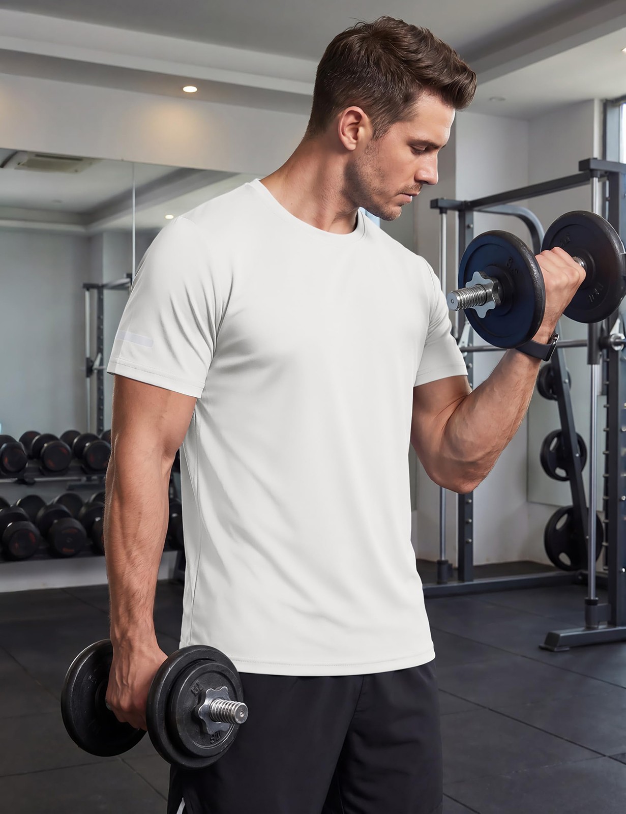 Men's Workout Shirt Short Sleeve Quick Dry UPF 50+ UV Protection Running Gym Tee gallery