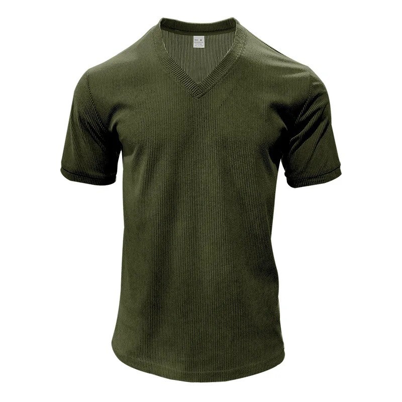 Men Slim Fit Shirts Deep V-Neck short sleeved Casual summer T-Shirt gallery