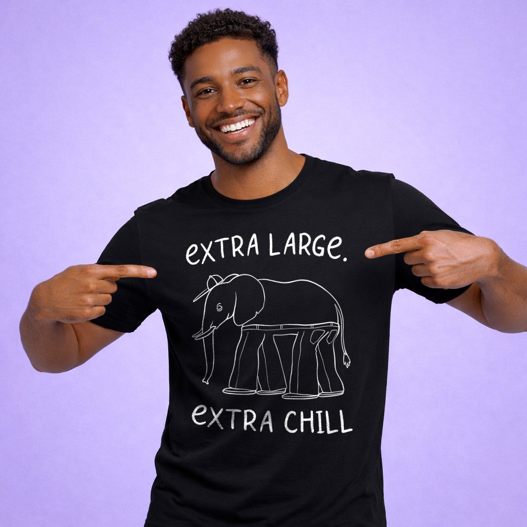 Extra Large Extra Chill Elephant Funny Graphic T-Shirt Relaxed Humor Tee gallery