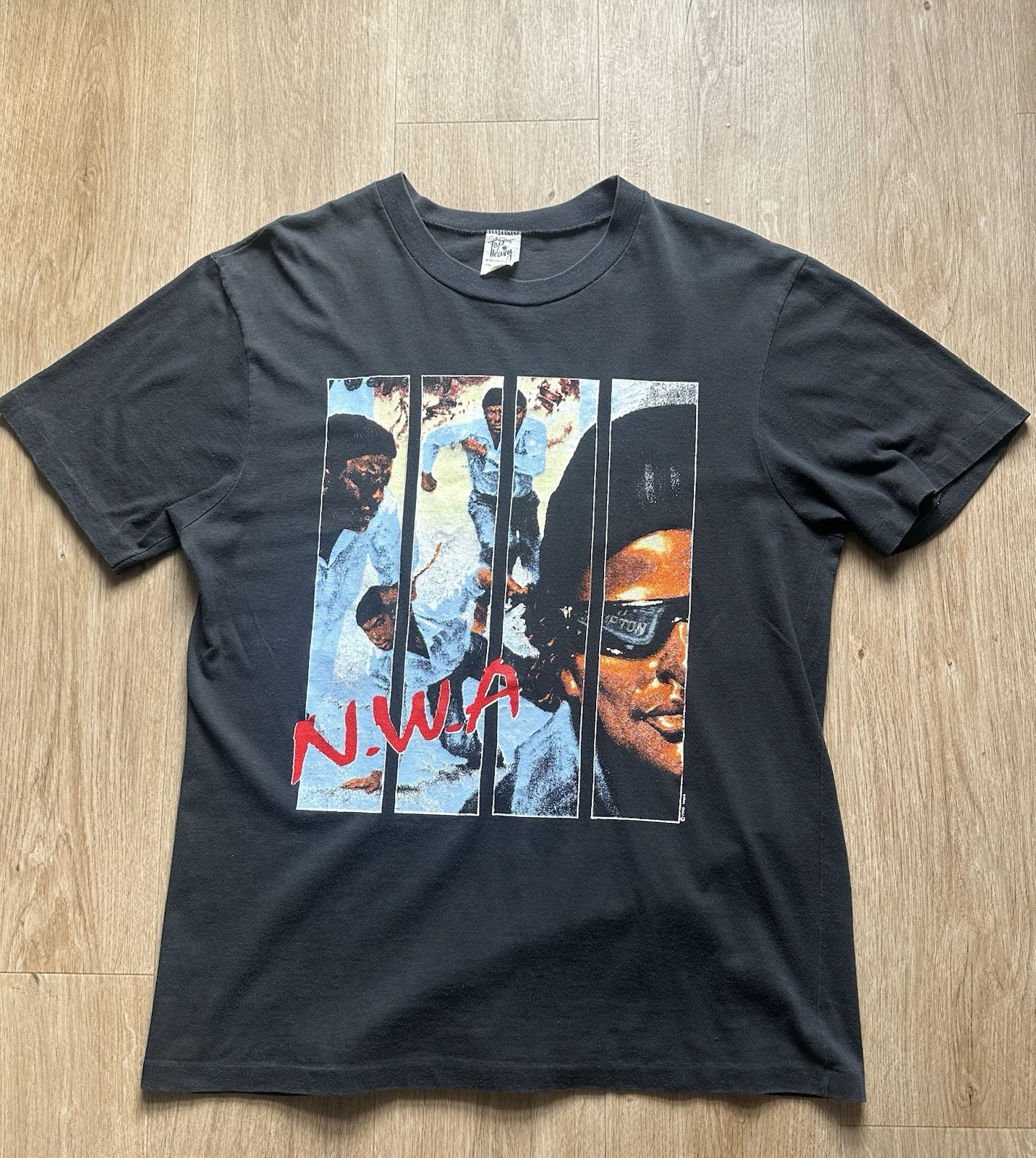 1990 TOP HEAVY N.W.A 100 Miles and Runnin EP Cover Tee Large ULTRA RARE 90s Rap gallery