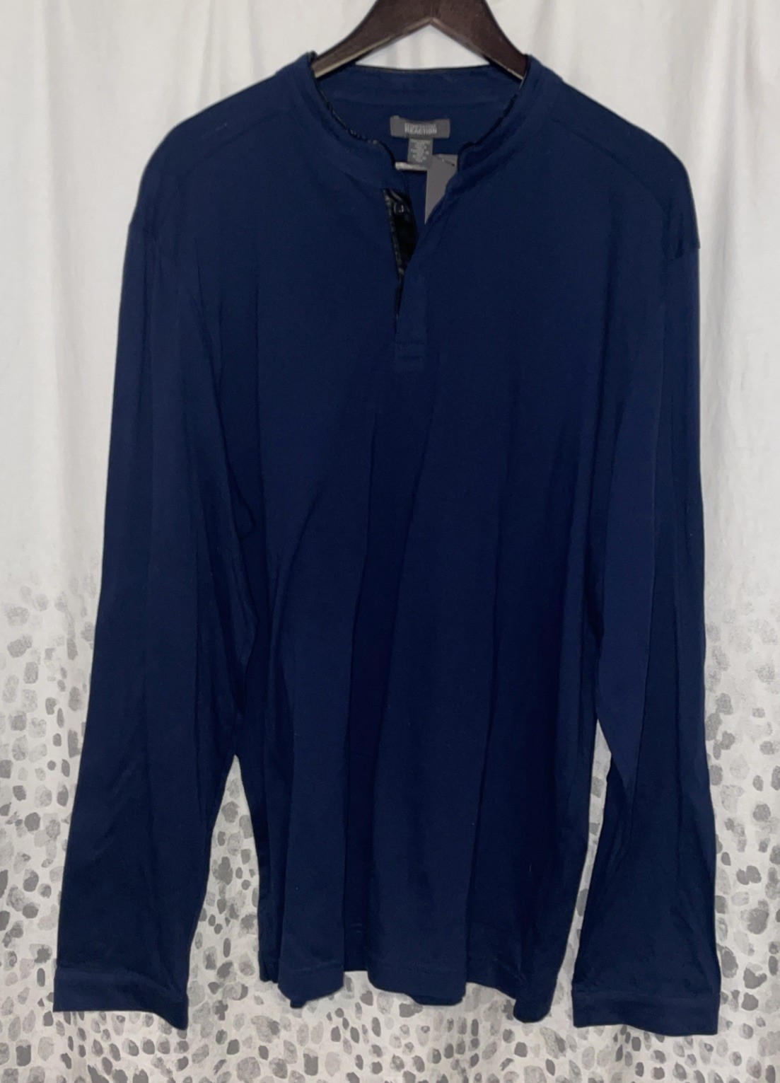Kenneth Cole Reaction Pleather Trim Elbow Patches Long Sleeve Shirt Blue XXL gallery