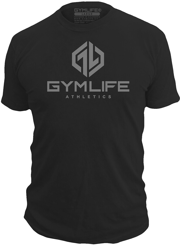 GYM LIFE® Mens Athletic T-Shirt Workout Exercise Fitness Men Tee Shirts, Black
