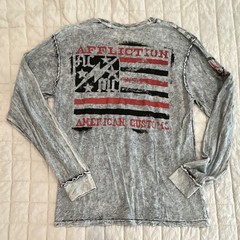 Reversible Affliction American Customs Gray Long Sleeve Tee Men’s XL