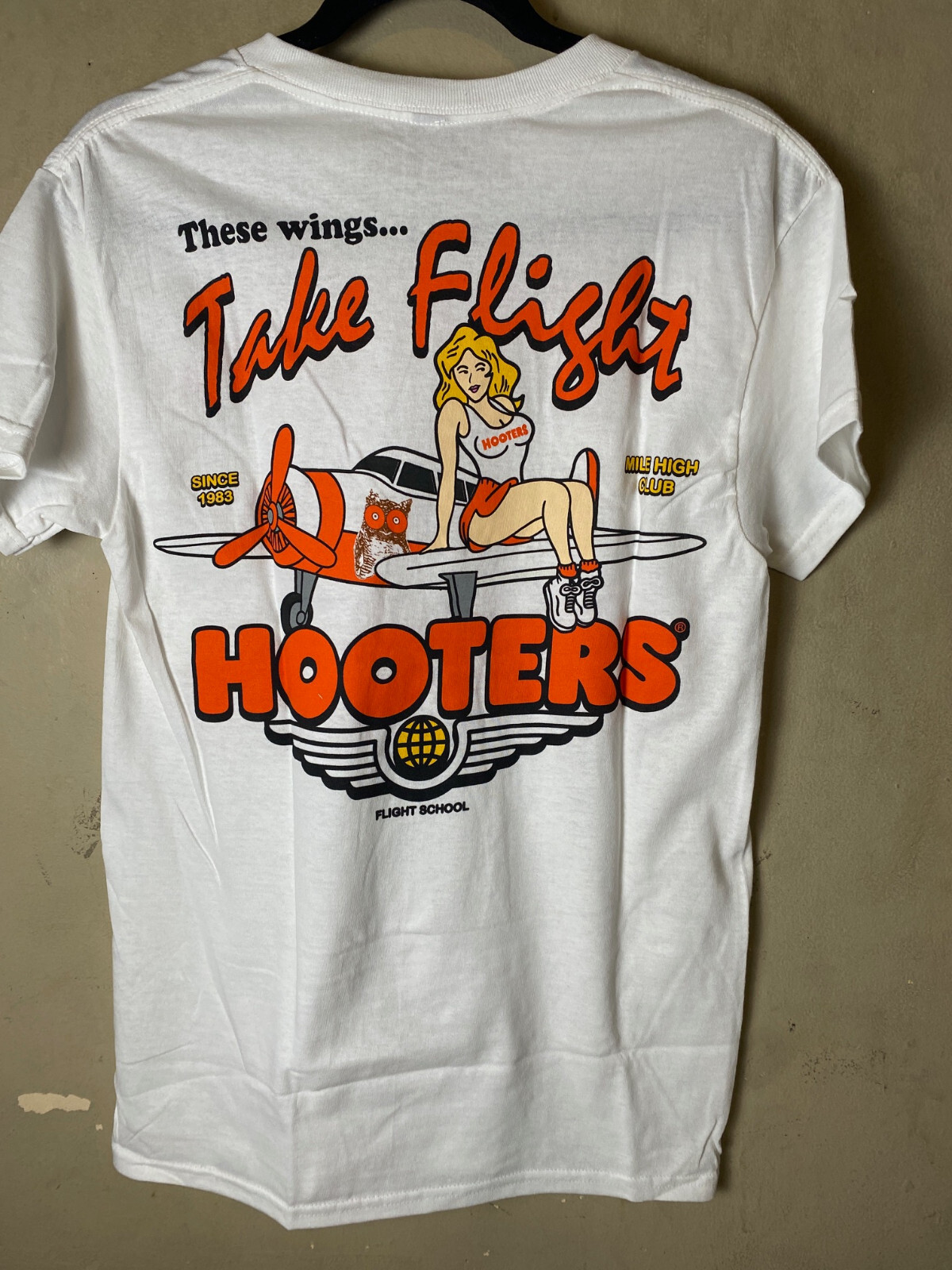 NWT-HOOTERS These Wings Take Flight Double Sided Ripple Junction WHT Graphic Tee gallery