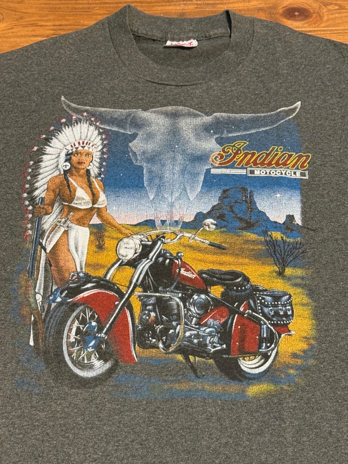 Vintage TeeJays Hef-T Indian Motorcycle Single Stitch T-Shirt Men's XL gallery