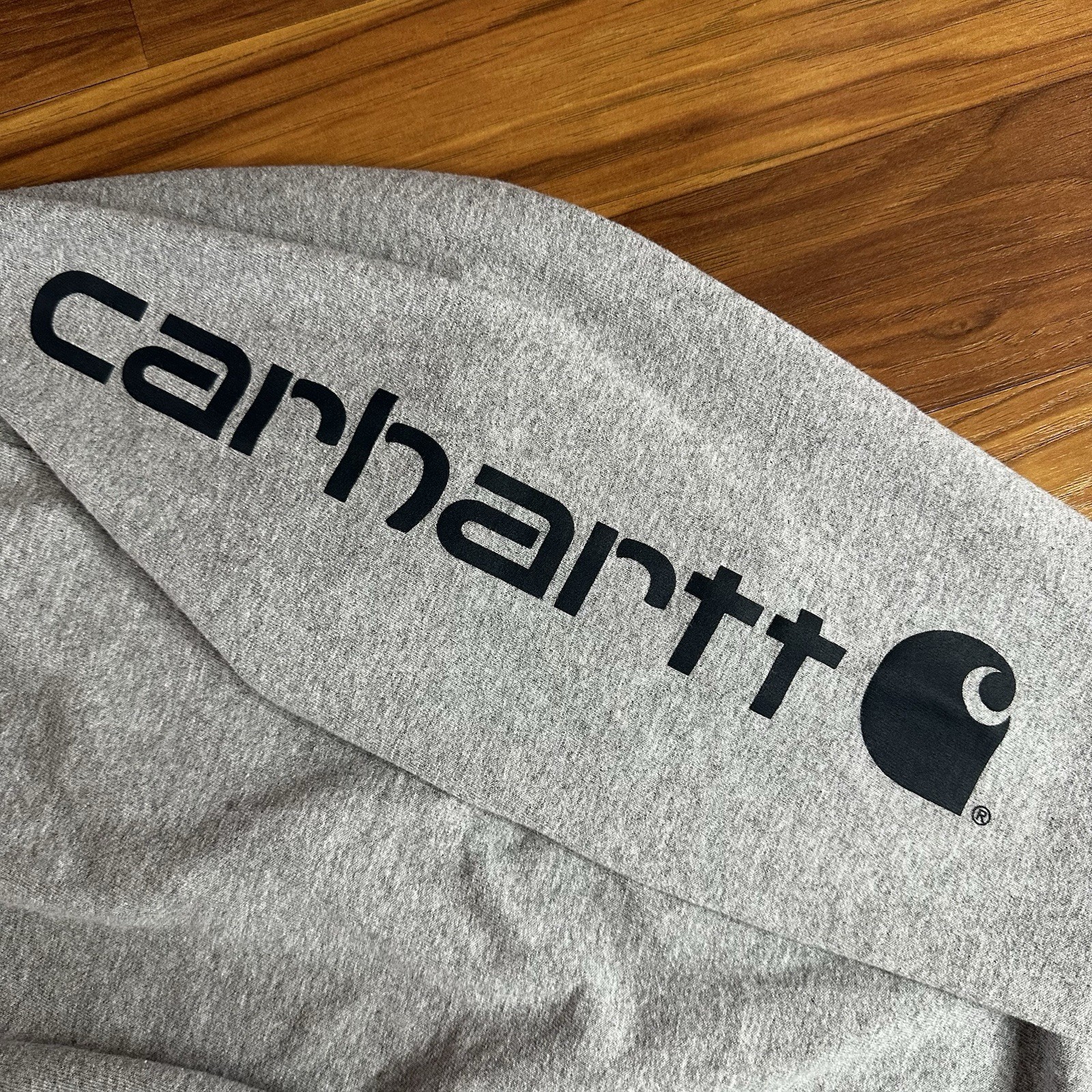 Carhartt Shirt Mens Large Gray Long Sleeve Navy Logo Loose Fit Workwear gallery