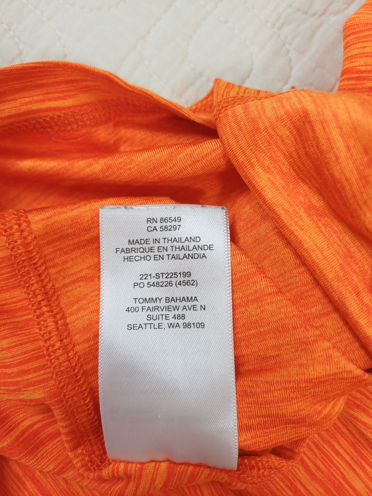 Tommy Bahama Shirt Men Medium Orange IslandZone Crew Neck UPF30 Lightweight Perf gallery