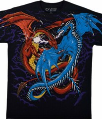DUELING DRAGON-2 SIDED Large Print T-SHIRT S,M,L,XL,XXL Game of Thrones