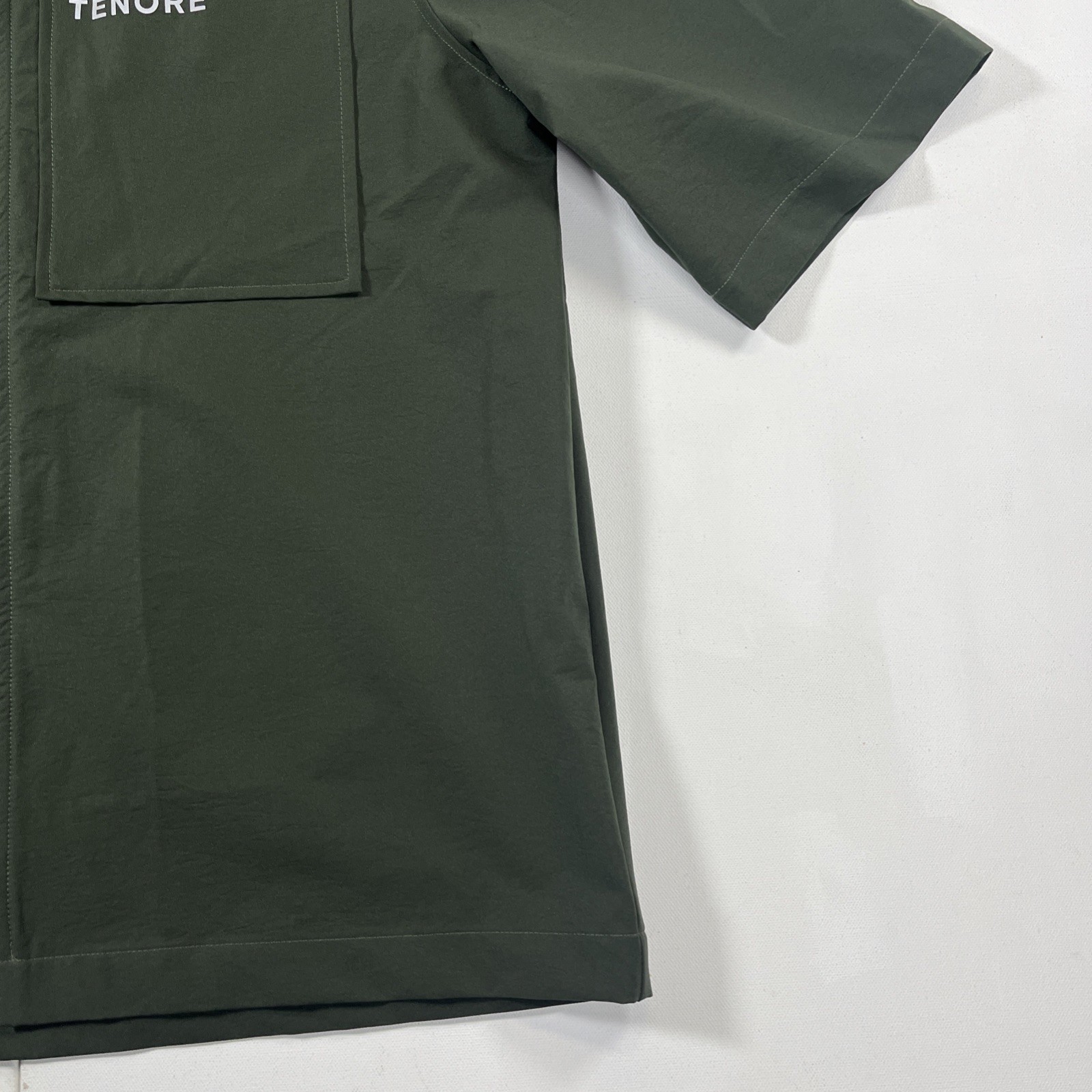 Tenore Zip Up Shirt Jacket Polo Short Sleeve Green Logo Pocket Men's L gallery