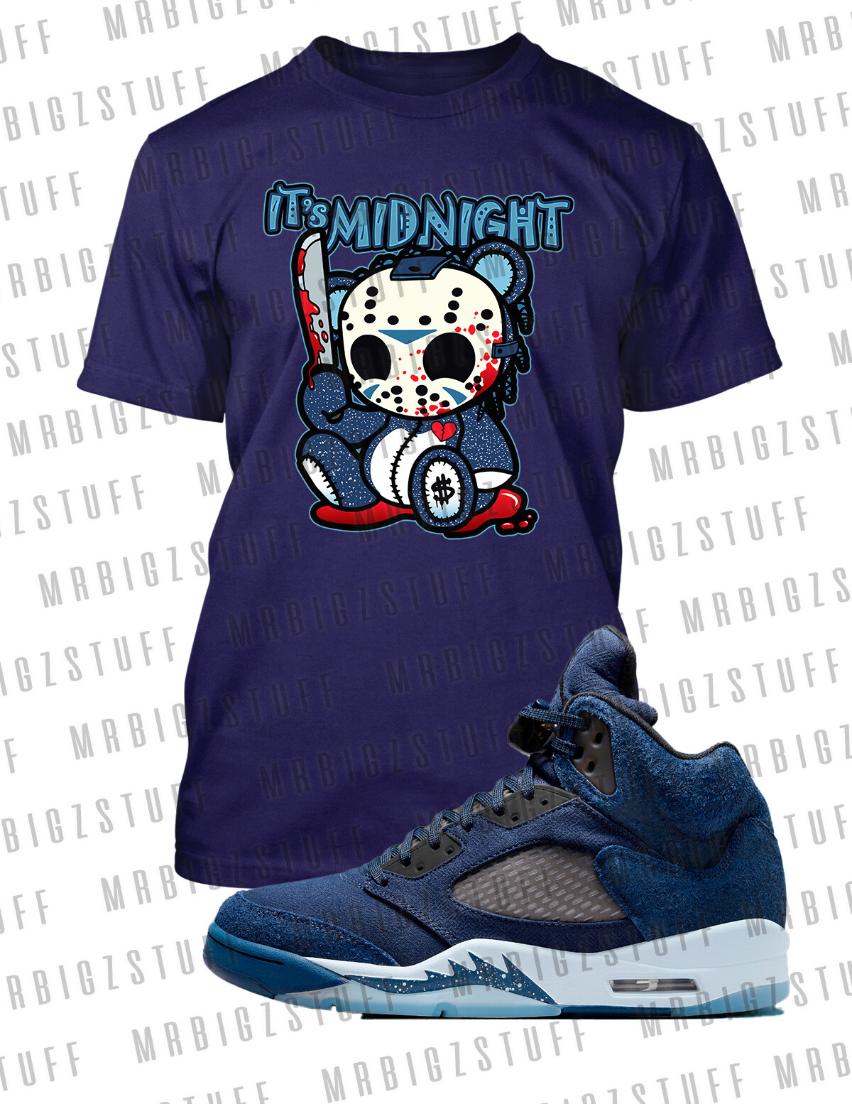 Jason Its Midnight Graphic Tee Shirt To Match J5 Midnight Navy Sneaker Big Tall gallery