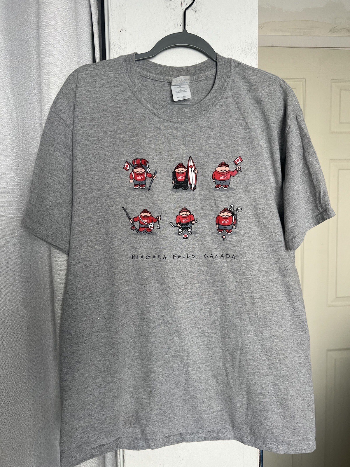 NWOT Vintage Niagara Falls Canada Souvenir shirt Men Size Large Grey Humor Funny gallery
