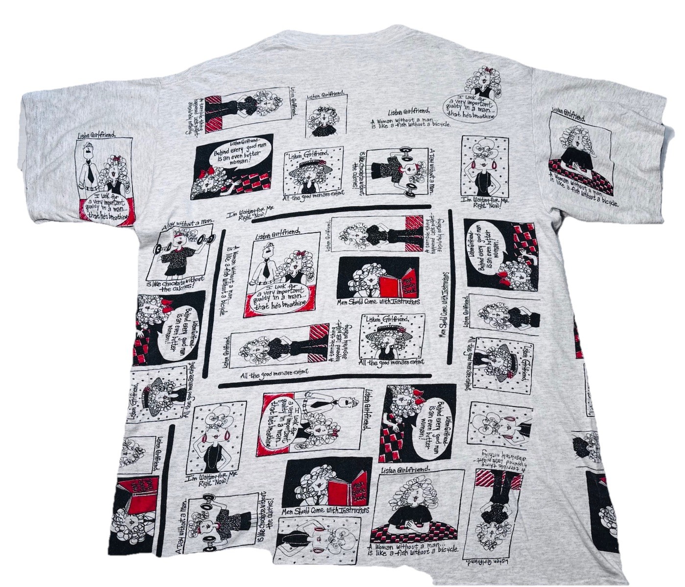 Vintage 90s Single Stitch AOP Comic Graphic T Shirt Oversized XL Humor Novelty gallery