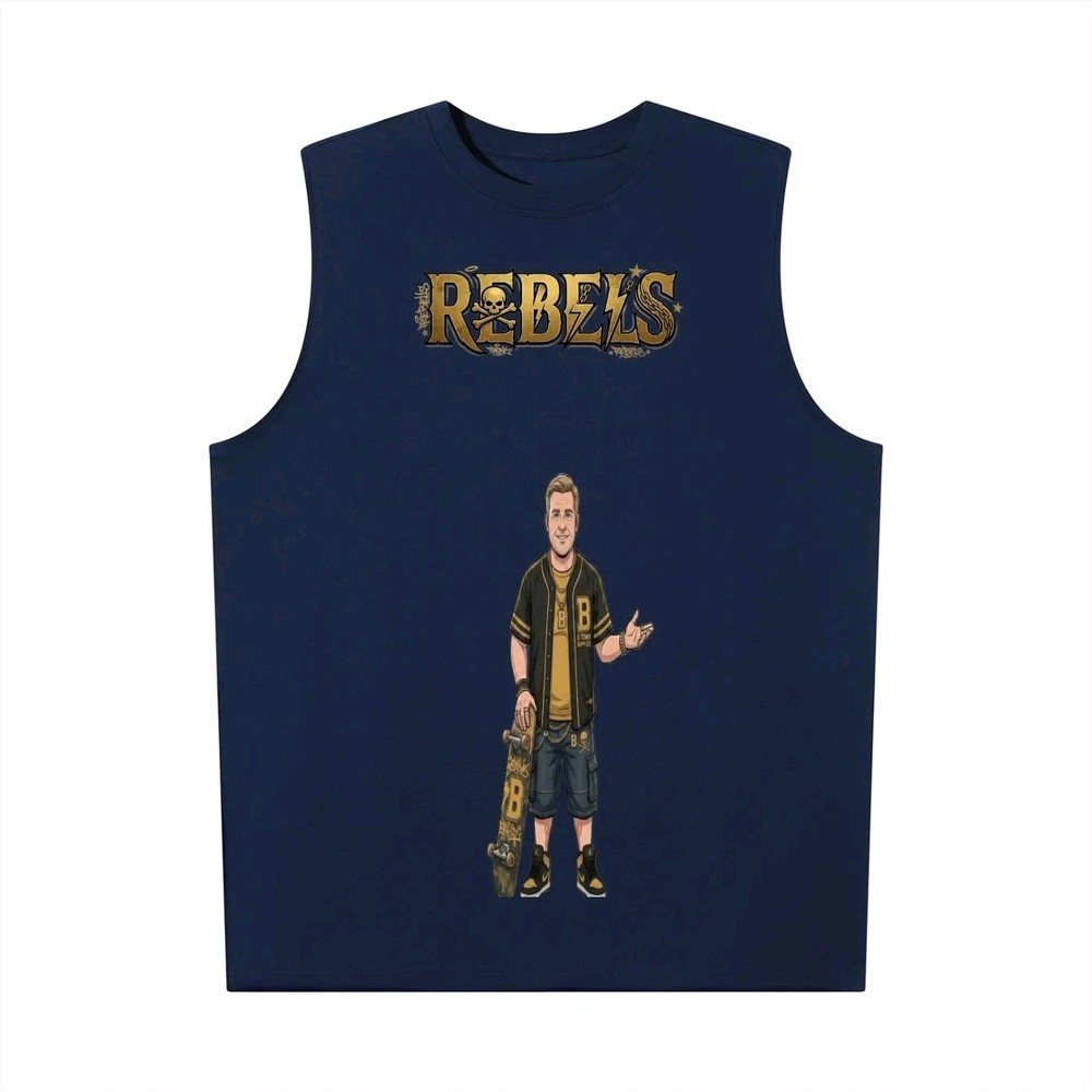 Blue Rebels Graphic Print Sleeveless Crew Neck Regular T-Shirt Unisex M