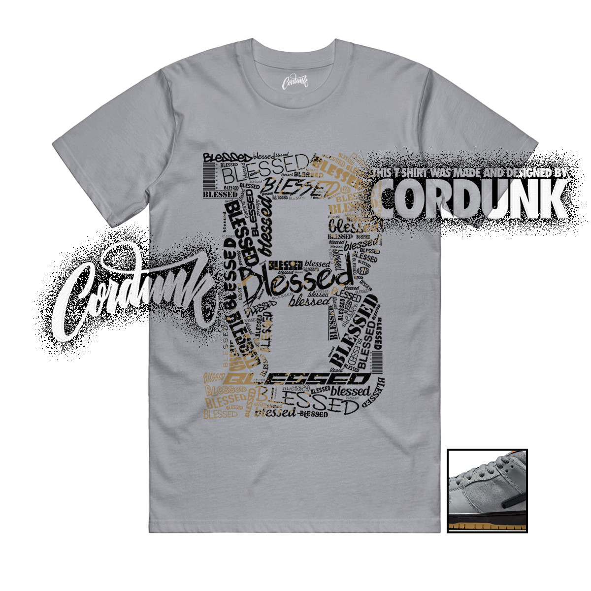 SB Dunk Low Pro Cool Grey Black Dark Gum Brown Orange T Shirt Match B BLS