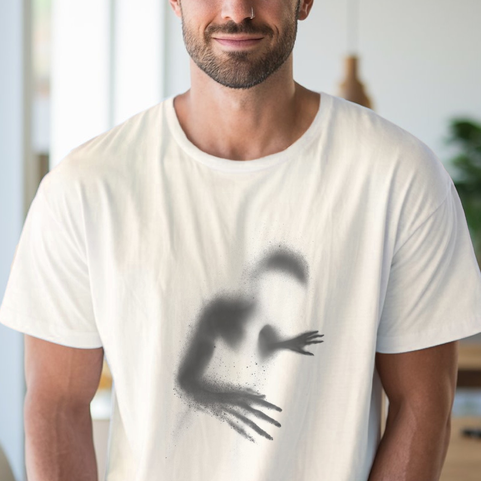 Abstract Powder Figure Graphic Tee Artistic Monochrome Design gallery