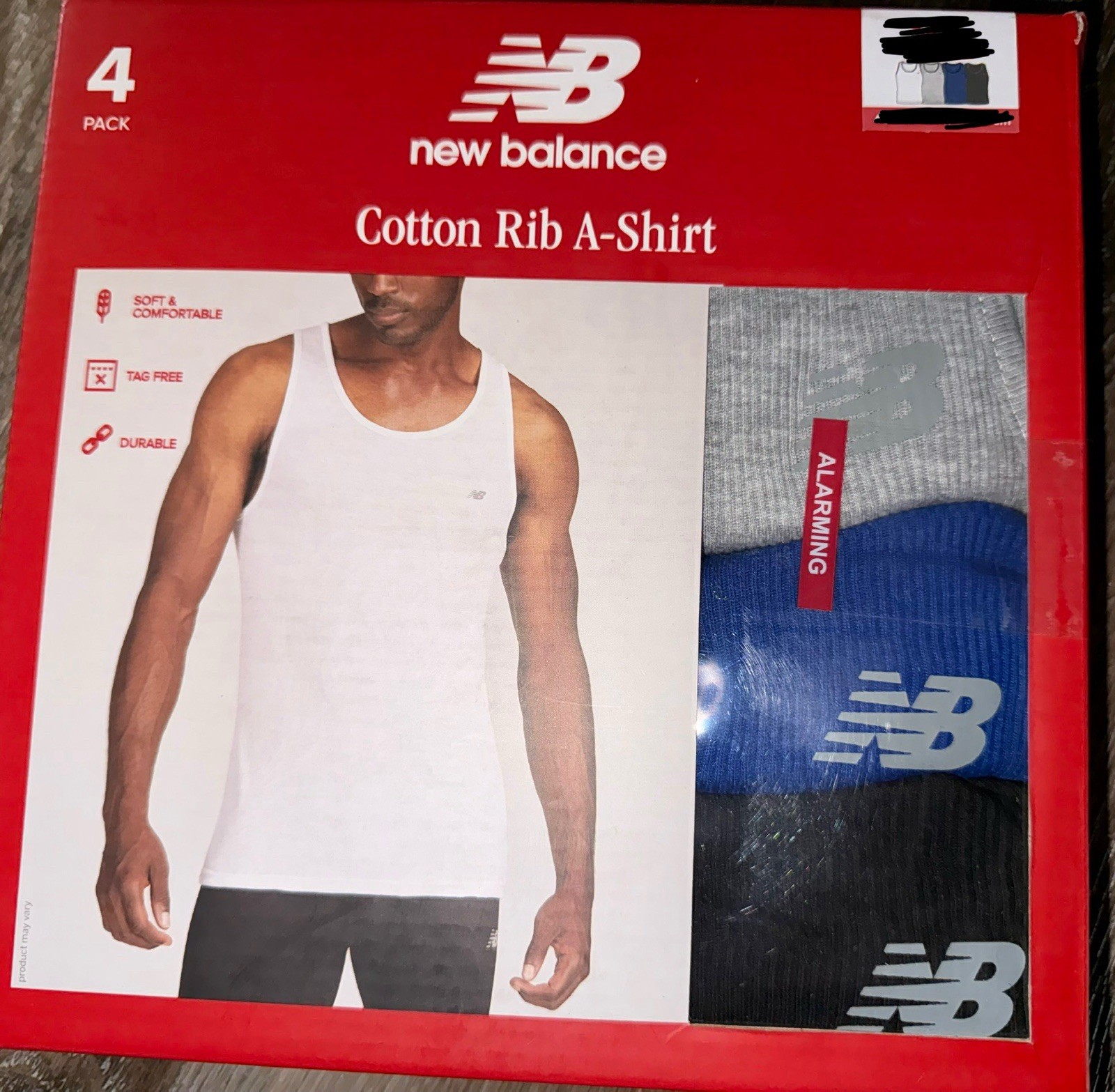 New Balance Men’s 4-Pack Tanks Tops Undershirts Cotton Blend Multicolor (A) ~ M