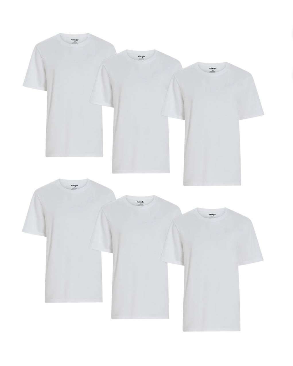 6-Pack WRANGLER Men’s Size M Stretch Crew Tees Short Sleeve Cotton • White gallery