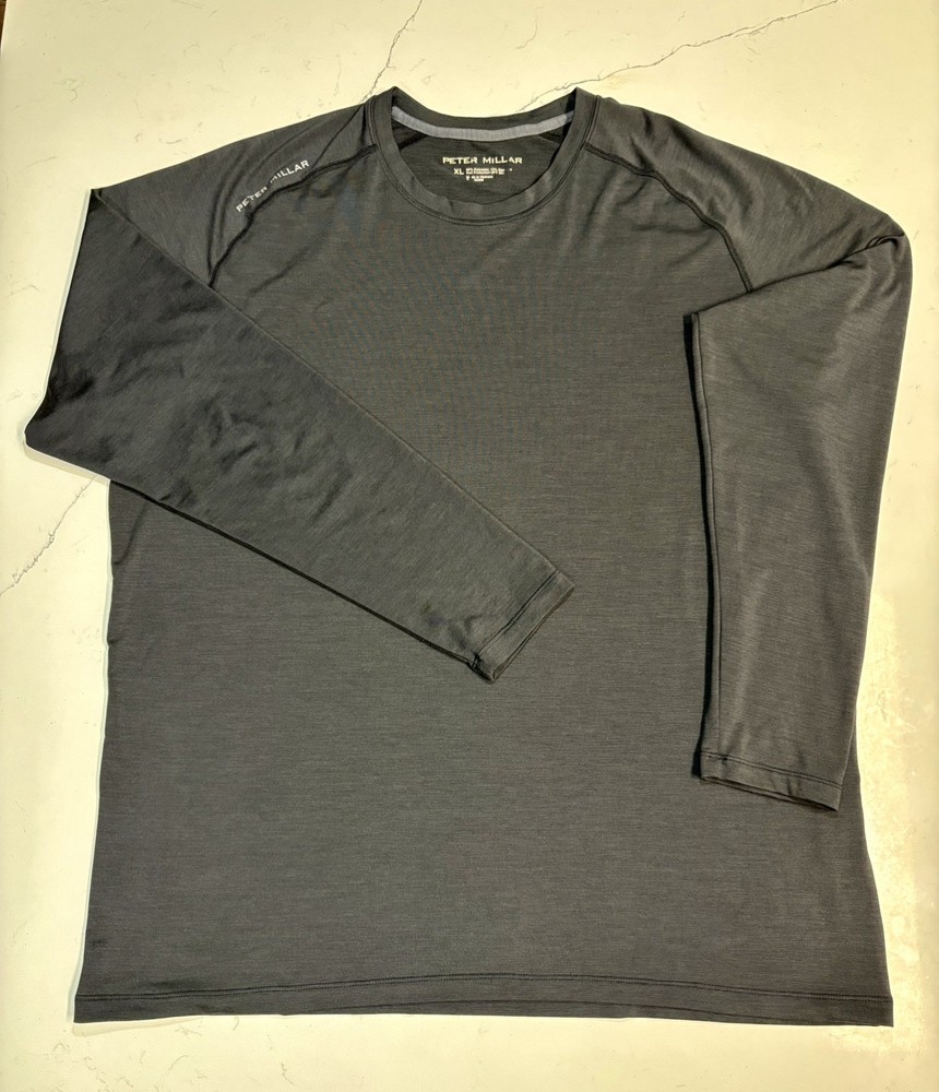 Peter Millar Performance Aurora Long Sleeve Base Layer Mens XL Black Stretch