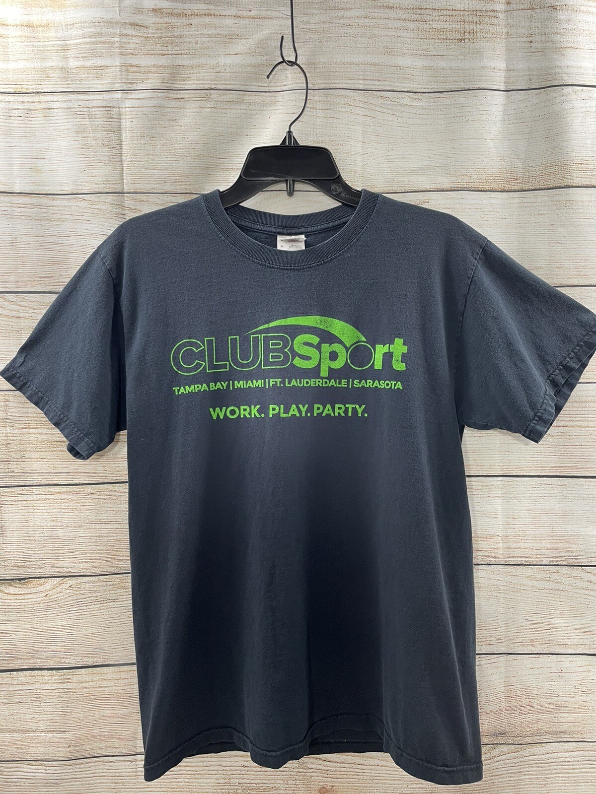 CLUB SPORT Black Cotton MEDIUM T Shirt Work Play Party GUC Sarasota Tampa Miami gallery
