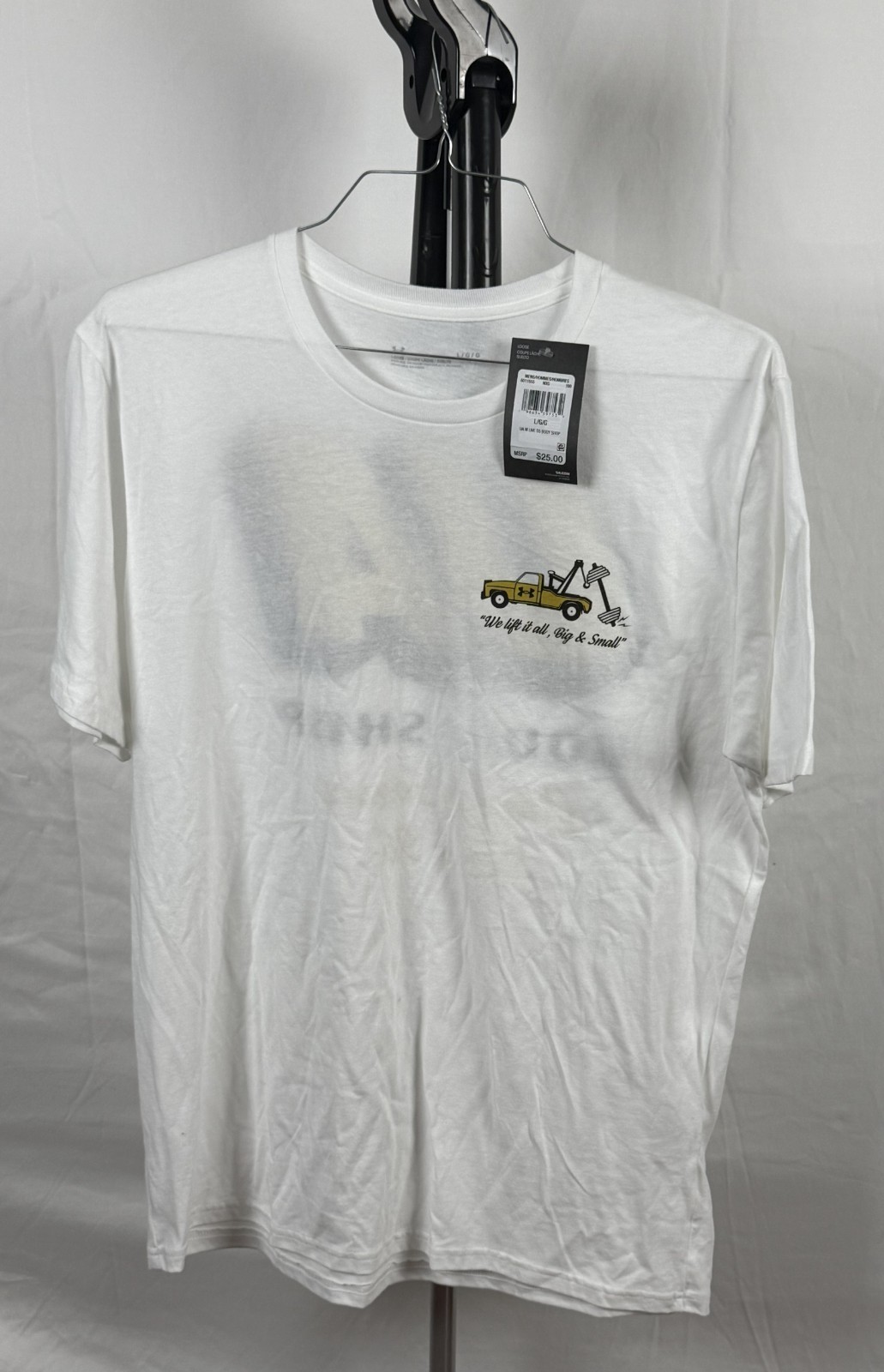 Under Armour UA Body Shop Men’s White Graphic T-Shirt Size LG NWT