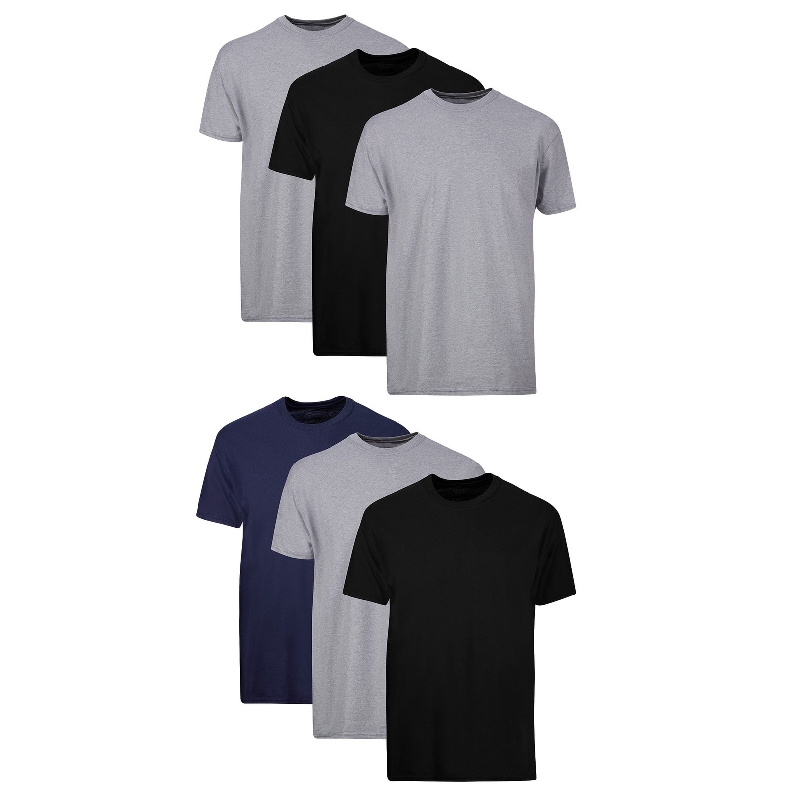 Hanes Men’s Value Pack Assorted Crew T-Shirt Undershirts, 6 Pack, Irregular