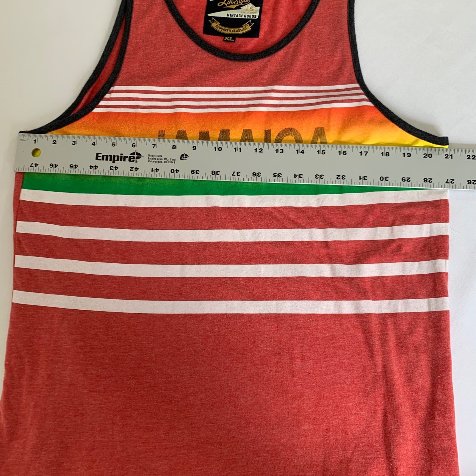 Limited Edition Jamaica Tank Top XL Red Rasta Striped Ringer Summer Beach Boho gallery