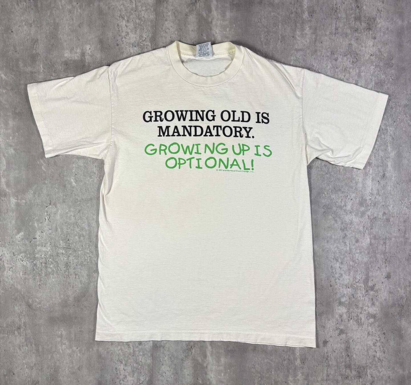 Vintage 90s Growing up is optional Funny Quote Humor T Shirt Mens size L