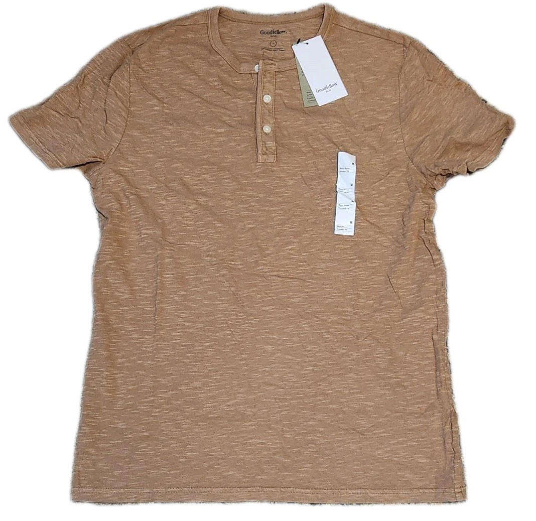 NEW Goodfellow & Co. Men's Short Sleeve Henley Shirt Brown Size Medium gallery