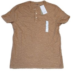 NEW Goodfellow & Co. Men’s Short Sleeve Henley Shirt Brown Size Medium