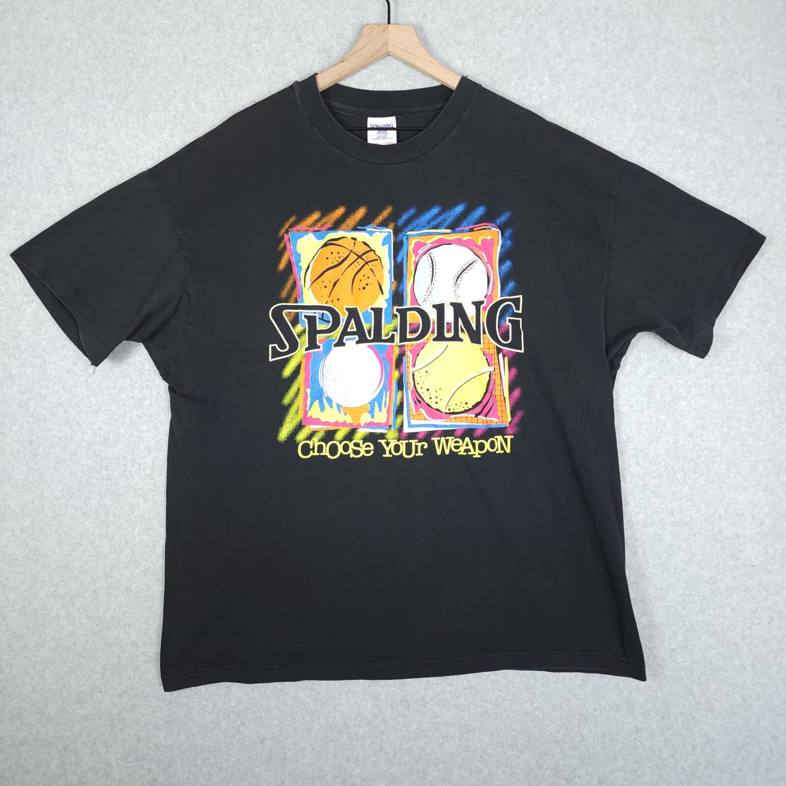 Vintage Spalding Shirt Mens XL Black Basketball Baseball Golf Tennis 90s Y2K