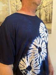 Unisex Handcrafted Indigo Vertical Design Tie Dye Round-Neck Casual Soft T-shirt